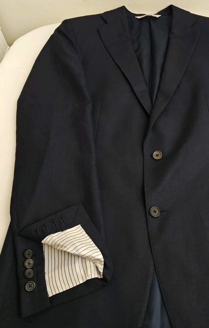 Samuelsohn Mens 150's Colombo Ice Wool Silk Woven Surgeon Cuff Sport Coat Sz 40L